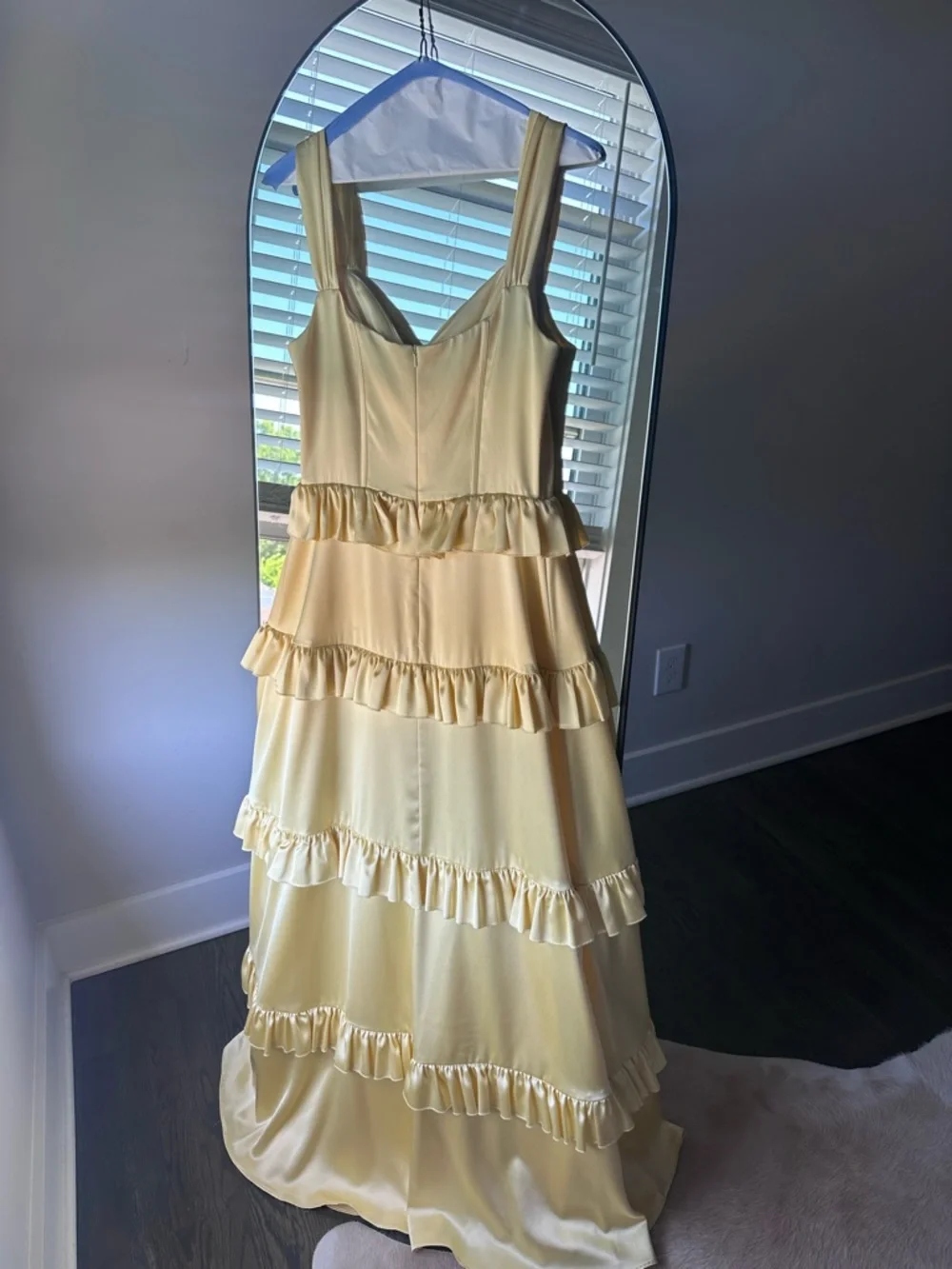 Revelry Yellow Ruffle Satin Maxi Dress - Picture 5 of 6